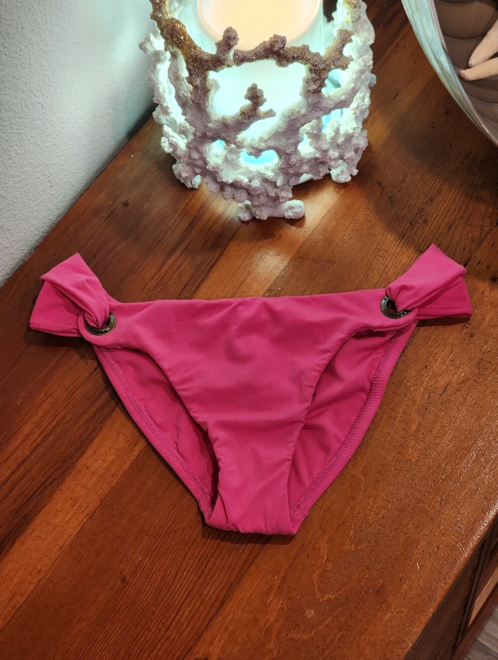 NEW! Sofia S Small Women's Pink Bikini Bottom with Metal Ring Detail